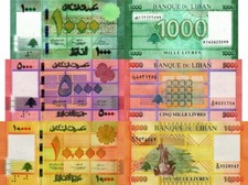 LEBANON - Lot 3 banknotes 1000/5000/10,000 livres FDS - UNC