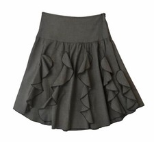 VTG Cloanice Paris Jupe Kapri Ruffle Skirt A Line Gray Made In France Women’s S