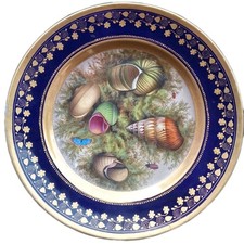 Assiette Ancienne Porcelaine Paris Peinte Coquillages Signé Darte Rare