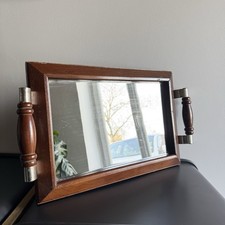 Wooden Mirror Serving Tray, Art Deco