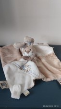 Doudou plat lapin beige bleu