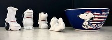 SCARCE! Set of 4 Vintage Snoopy Porcelain Figures! Unlicensed From China? + BOWL