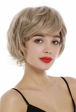 Perruque Femme Courte Pixie Cut Effilée Volumineuse Blond Mélangé Argenté Mèches