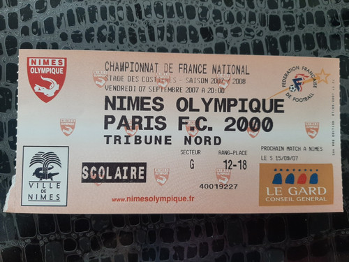 Ticket foot nimes paris fc - foot, "