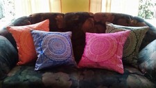 Housses de Coussins 40x40 CM Mandala Brocart Décoratif Indien (Sans Coussin)