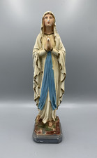 Antique Religious Statue - Virgin Mary Prayer - Polychrome Plaster