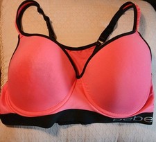 Bebe Bra Crossback 1XL Underwire Sports Bra Hot Pink 28" Around Relaxed Pre-Own