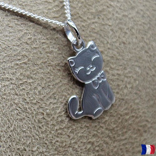 Pendentif chat argent - chat, –