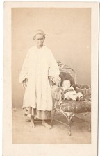 Young baby in his chair with Algerian nanny Photo CDV circa 1865