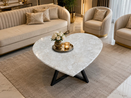 Table basse cœur quartz - basse, en