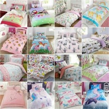 Filles Housse Couette Simple Ensembles - Licornes Papillons Princesse Chouettes
