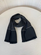 Foulard Large écharpe en soie Vintage noire à petits motifs Cadeau Femme FO706