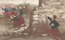 CP PATRIOTIQUE ZOUAVE BLESSE ECRIT MUR VIVE LA FRANCE - 33301