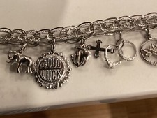 vintage bracelet breloque argent sterling perle.