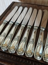 11 silver metal foliage decoration entremet knives