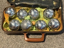 Vintage La Meridionale Bocce Ball Set 8 Balls Règle du Jeu de Pétanque w/ Case