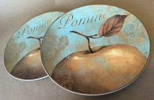 Delicious 2 Salad Plates Pier 1 One Imports Pomme Apple 8 1/4" Gold Fruit
