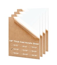 (4 pcs) 12x16 Plexiglass Sheets 1/8 inch-3mm White Acrylic Sheets White Plastic