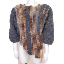 Vintage Laines anny blatt France yarn + Fur Asymmetrical Avant garde sweater S-L