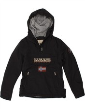 NAPAPIJRI Womens Graphic Hooded Anorak Jacket UK 10 Small Black Polyamide BW10