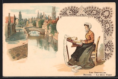 Cpa bruges les dentelles - bruges,, le