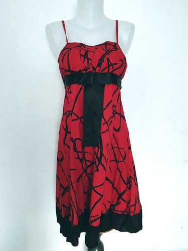 Robe rouge noire motifs - robe,
