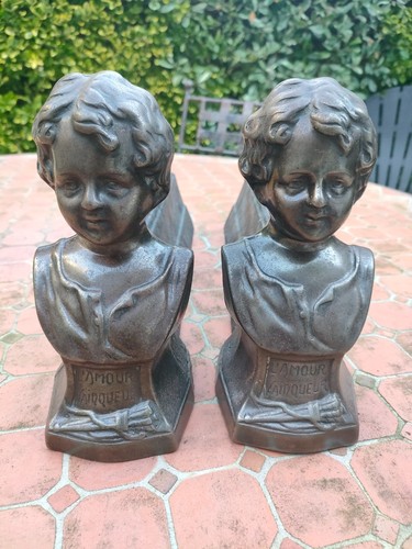Paire chenets ancien fonte - ancien, en