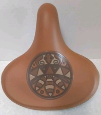 Raleigh Velo Leather-Like Bicycle Bike Seat Brown With Embossed Design Wide 