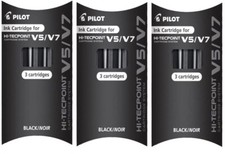 Lot de 3 étuis de 3 cartouches pour stylo PILOT V5 ou V7 rechargeable encre NOIR
