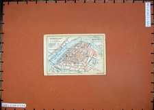 Old Antique Print Street Plan Dordrecht 1910 Colour Map Belgium Holland 20th