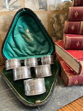 Set of 6 Silver Metal Monogram Nap Ring Towel Round