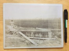 Old photo 1902 construction of a concrete bridge Auclaire Sohn Beton Alsace