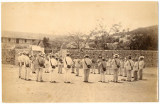 Group of Musicians in Africa, Settlers Vintage Print, Albumen Print 15x2