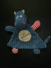 Doudou plat hippopotame bleu