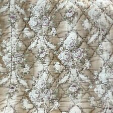 Antique French Art Nouveau quilt faded floral BEAUTIFUL boutis c1900