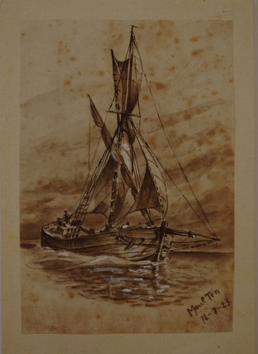 Lavis bateau sous voile debut - lavis,