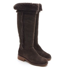 Ladies La Canadienne Tamy $698 Shearling OTK Knee Boots 10 M Brown Suede Shoes