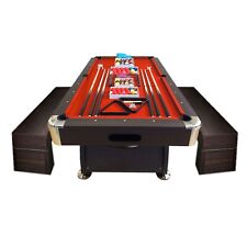 BILLARD AMERICAIN 8FT VINTAGE ROUGE TABLE DE BILLARD + BANCS DE CONTENEURS