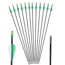 12pcs Tir à l'arc Flèche d'entraînement 31" en fibre de verre pour arc recourbé