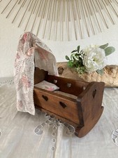 1024⚜️ Vintage Wooden Rocking Doll Crib Small Bed Toy