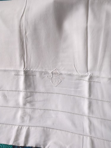 Drap ancien brodé - drap, 2