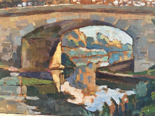 Peinture huile bois 1950 - huile,
