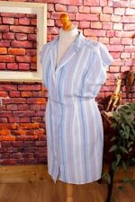 Robe Vintage Orig 70S Bleu Rayé Avec Boutons Maison L XL
