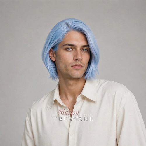 Perruque homme carré - , bleu