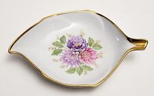 60s ALKA KUNST Bavaria Allemagne Porcelaine Dresden Fleurs Feuille Forme Plat #
