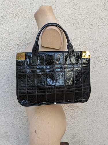 Sac vintage façon - croco, noir