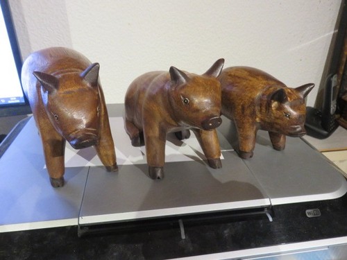 Lot trois figurines bois - trois,