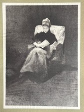 Henri Patrice Dillon Gravure Lithographie Étude Femme À La Lecture Livre Liseuse