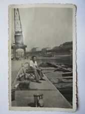 127 - fisherman on dock - peniche - lifting crane - boats - wicker basket