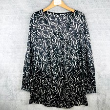 Tunique Chemisier Femme S Noir Blanc Cachemire Brillant Taille Empire Fluide